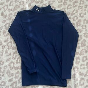 Navy Youth Large Under Armour Long Sleeve Nylon Turtleneck Shirt